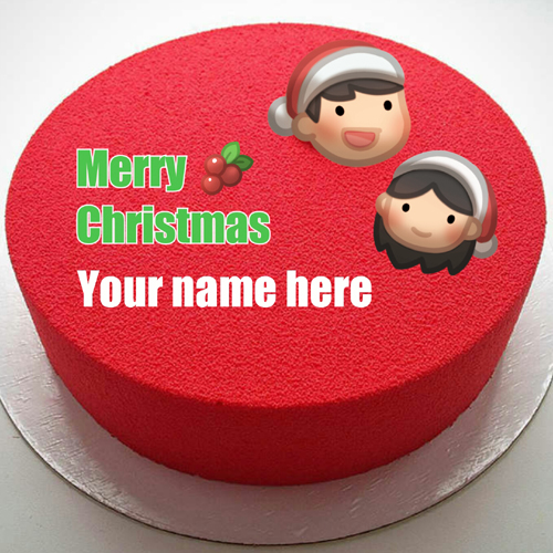 Happy Christmas Cute Funny Kids Photo Cake With Name