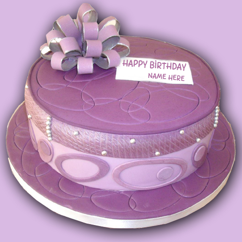 Write Name on Purple Birthday Cake For Cute Friend