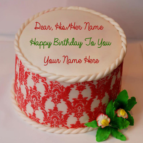 Write Name on Gorgeous Happy Birthday Cake