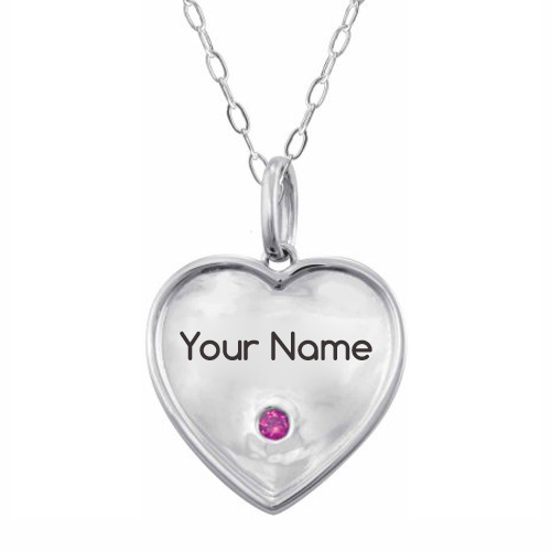 Write Name on Love Heart Silver Clair Pendant