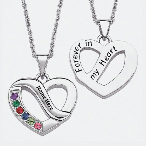 Write Name on Heart Birthstone Necklace Profile Pics