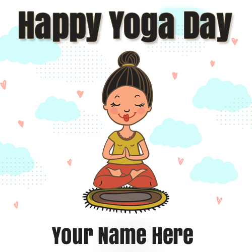 Happy International Yoga Day Greeting Card With Name