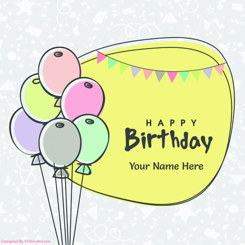 Write Name on Birthday Wishes Flying Balloons Greeting