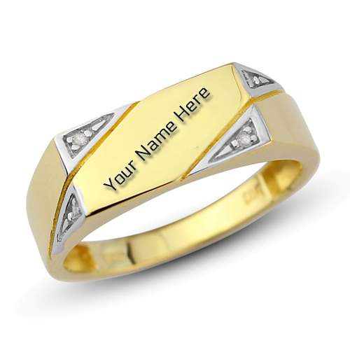 Write Name on Engagement Gold Ring For Men