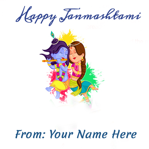 Write Name On Happy Janmashtami Radha Krishna Pic