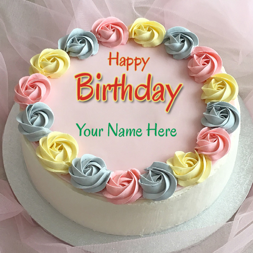 Two Tiers Iced in Buttercream Birthday Cake With Name
