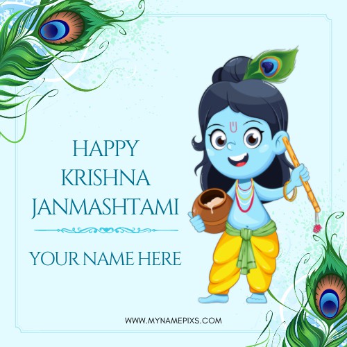 Write Name on Janmashtami Wishes Status Image