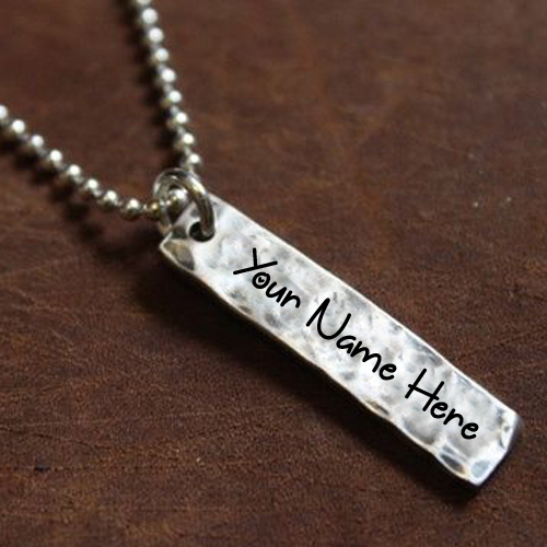 Write Name on Sterling Silver Hammered Necklace