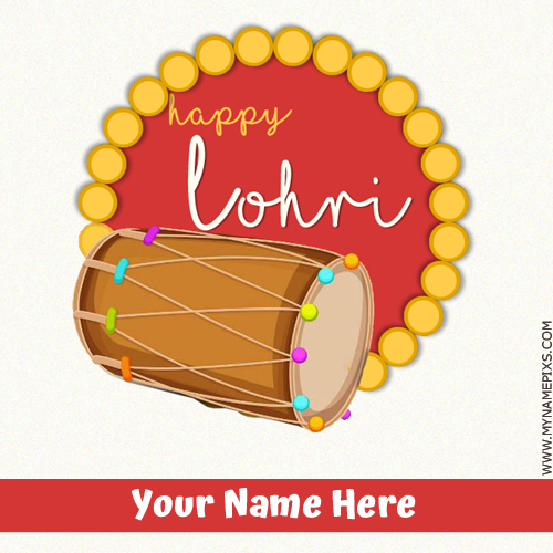 Happy Lohri 2019 Festival Greeting Card With Your Name
