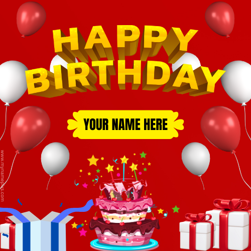 Beautiful Happy Birthday Designer Card With Custom Name