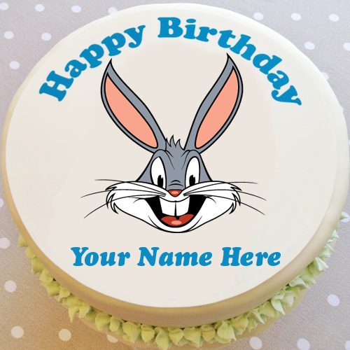 Cute Bugs Bunny Cartoon Kids Birthday Cake With Name
