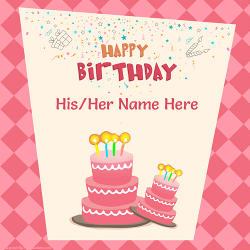 Write Name on Happy Birthday Party Celebration Greeting