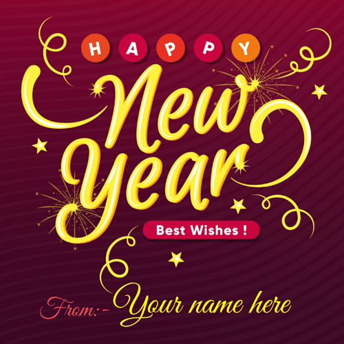Write Name on Happy New Year Wishes Whatsapp Status Pic