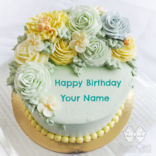 Birthday Wishes Floral Designer Cake With Name
