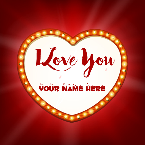 I Love You Retro Heart Romantic Greeting With Your Name