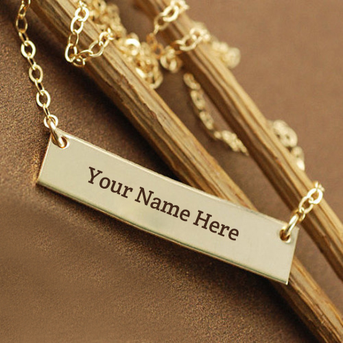 Personalize Necklace Gold Rectangular Bar Jewelry