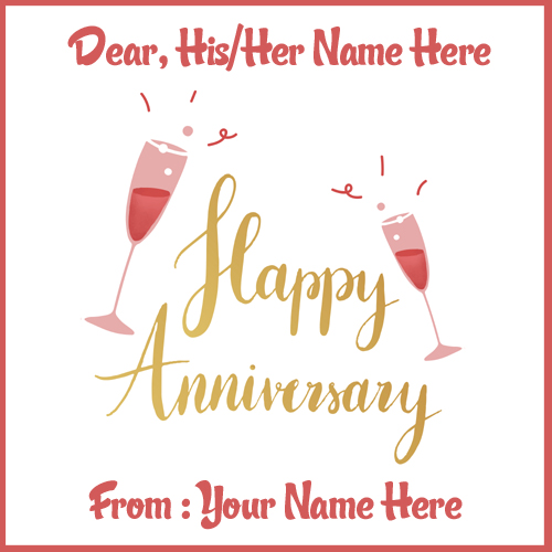 Happy Anniversary Celebration Greeting With Couple Name