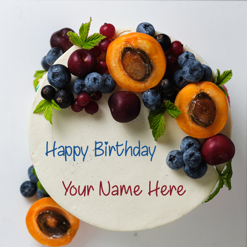 Delicious Fresh Berries Birthday Cake With Your Name