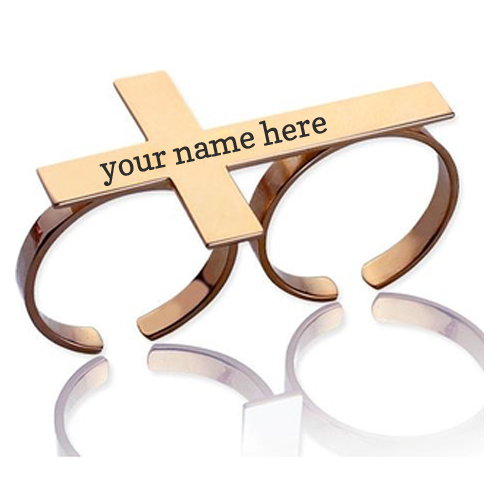 Personalized Two Finger Cross Ring With Your Name