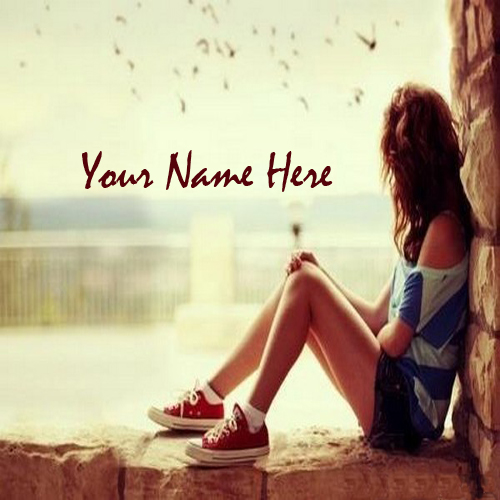 Write Your Name On Sad Alone Girl Waiting Someone Pic