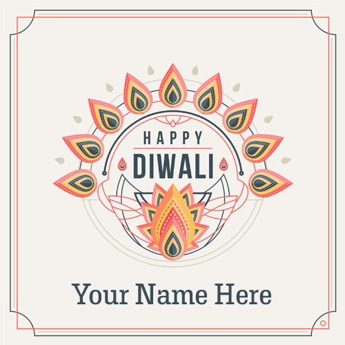 Happy Diwali Festival Designer Wish Card With Your Name