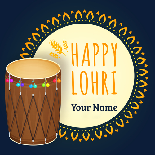 Happy Lohri 2018 Greeting Card With Your Name