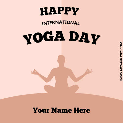 Yoga Day Social Media Greeting Card With Company Name