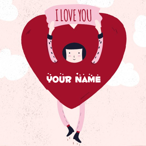 Write Name on Girl Inside Heart I Love You Greeting