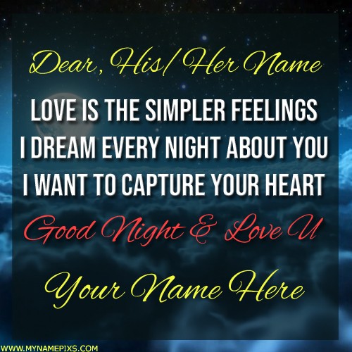 Good Night Wishes Romantic Quote Greeting With Name