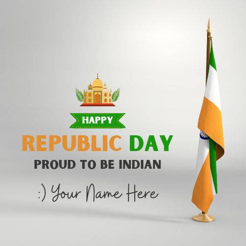 Republic Day Flag Hoisting Theme Greeting With Name