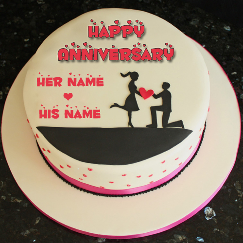 Happy Anniversary Wishes Couple Cake With Your Name