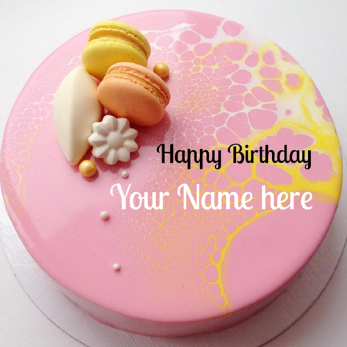 Mirror Glazed Pink Donuts Birthday Cake With Your Name