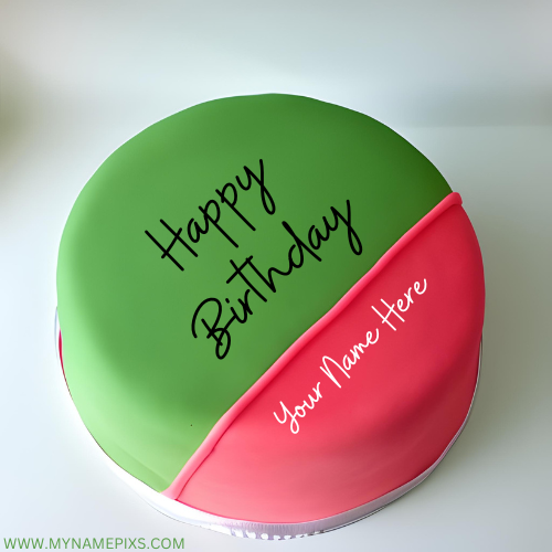 Beautiful Red and Green Birthday Wishes Cake With Name