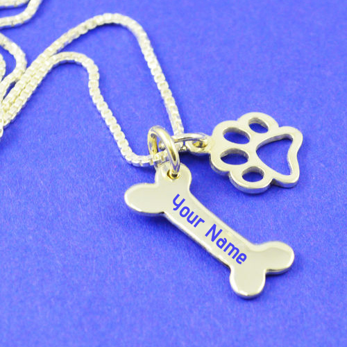 Write Name on Custom Sterling Silver Pet Necklace