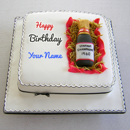 Write Name on Egg less Wine Fruit Birthday Cake Picture