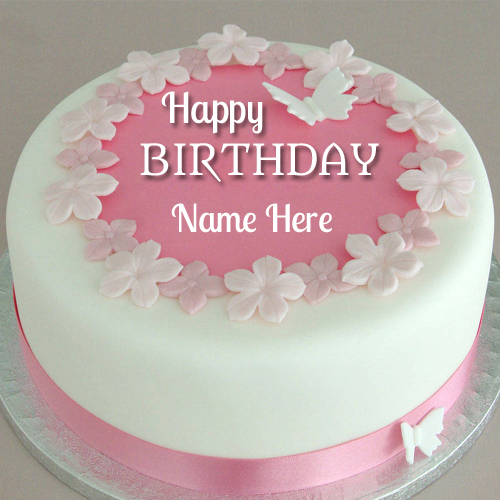 Awesome Fondant Flower Birthday Cake With Your Name