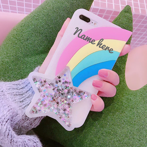Pink Mobile Case With Glitter Decoration and Your Name