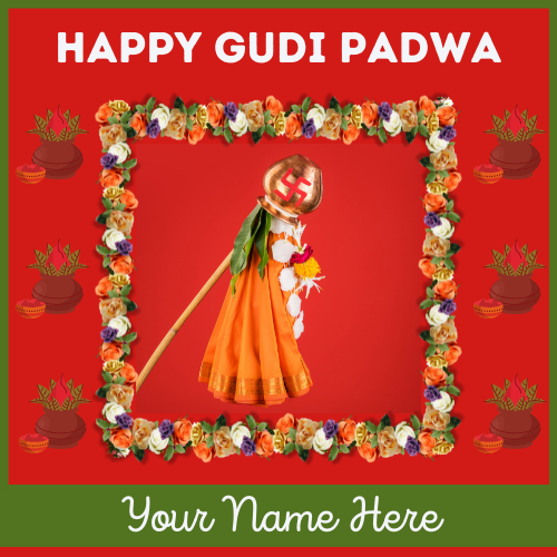 Religious Festival Gudi Padwa 2022 Name Greeting Card