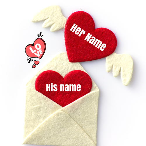 Write Name on Cute and Romantic Love Couple Red Heart