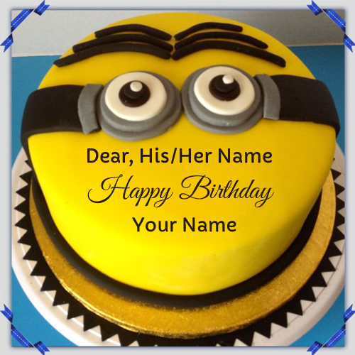 Birthday Wishes Minion Face Photo Cake With Your Name