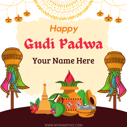 Write Name on Gudi Padwa 2023 Festival Greeting Image