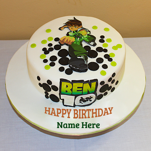 Write Name on Ben 10 Cartoon Birthday Wishes Cake Pics