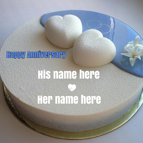 Happy Anniversary Heart Cake With Love Couple Name