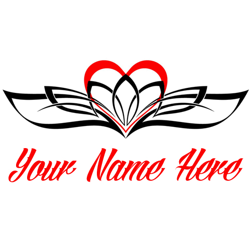 Tribal Celtic Heart and Lotus Tattoo Design With Name
