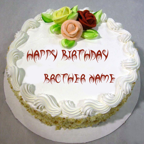 Write Name On Vanila Birthday Cake For Brother Online
