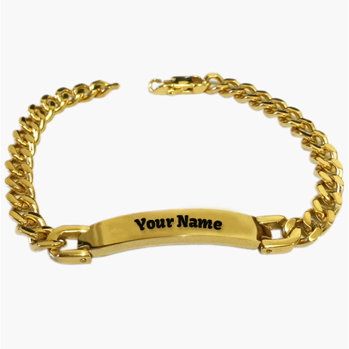 Write Name on Gold Boy Bracelet Jewellery Online Free