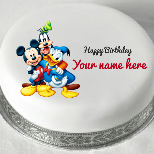 Disney Cartoon Characters Birthday Cake With Name