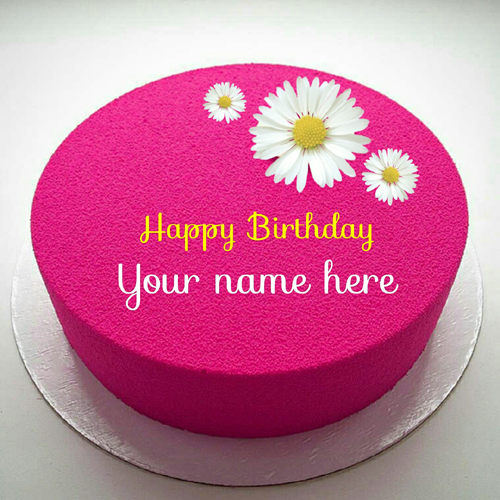 Mirror Glazed Marble Pink Birthday Cake With Your Name