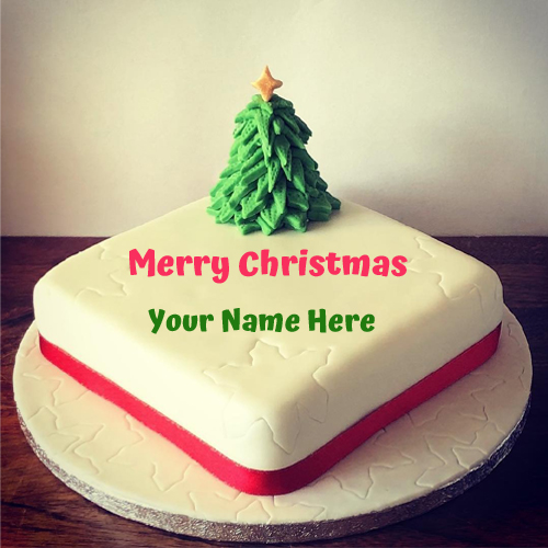 Merry Christmas Wishes Elegant Cake With Your Name