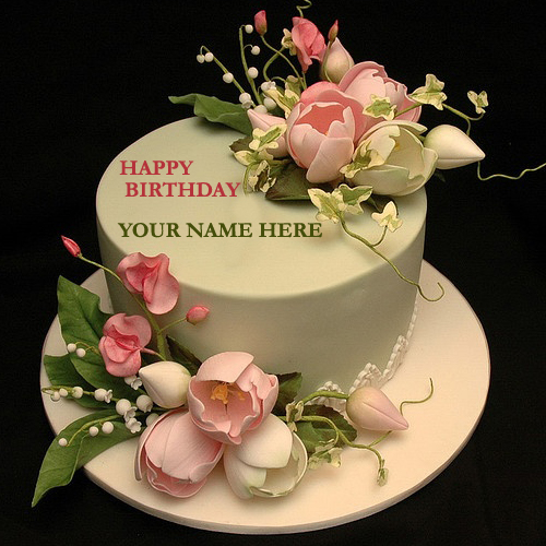 Write Your Name On Flower Decorated Cake With Namepic